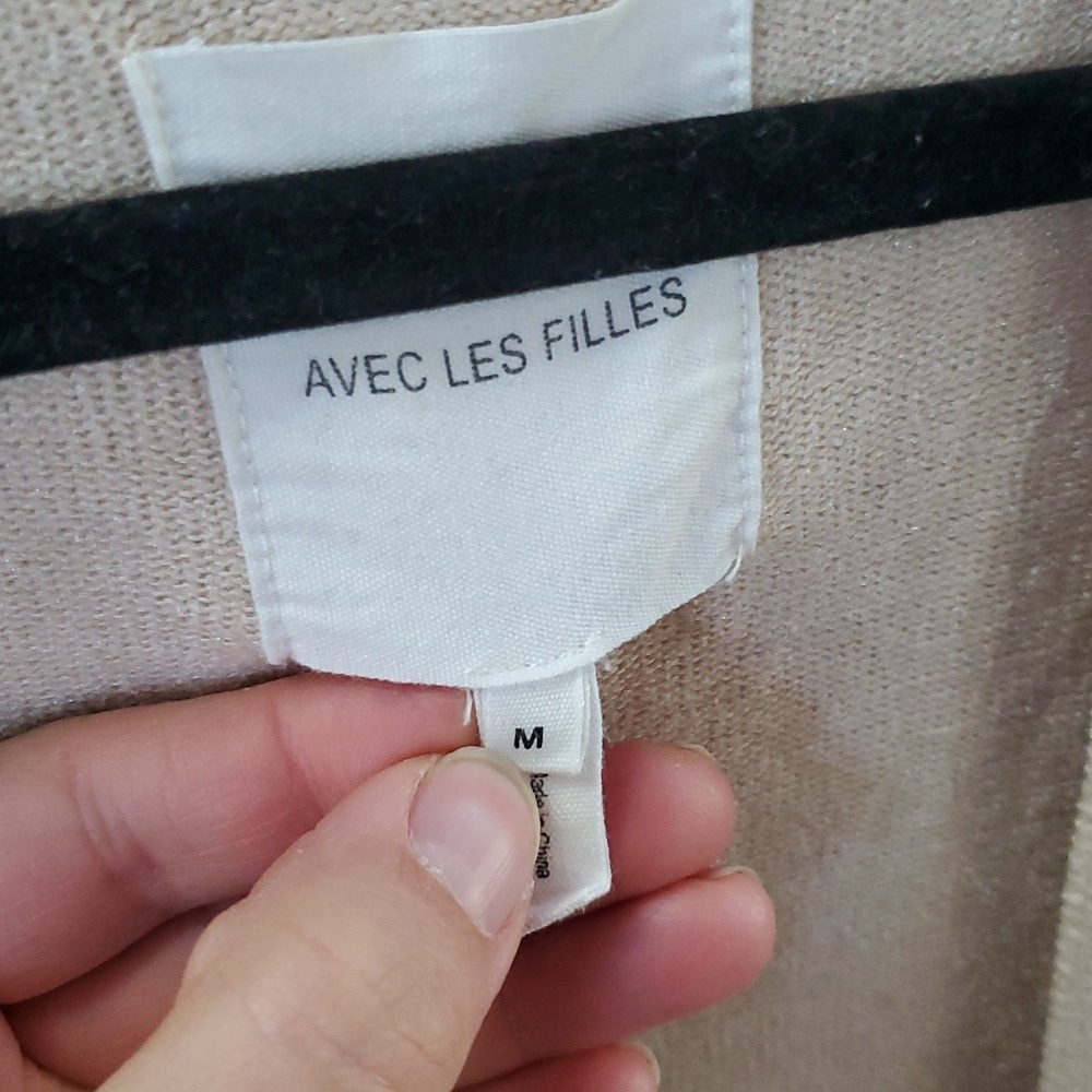 Avec Les Filles Cream Open-Front Long Cardigan - Picture 4 of 8